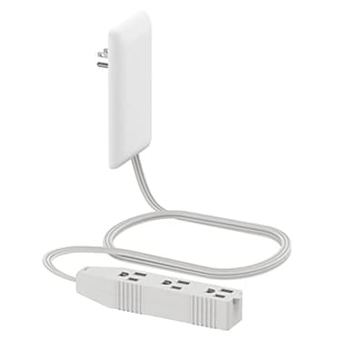 LIDER Flat-Face Outlet Extender with 3 Receptacles, Ultra-Thin Wall Plate Plug with Cord Extender and 3-Outlet Power Strip, 3ft Cord, LWE3-315-W, ETL-Listed, White - Image 1