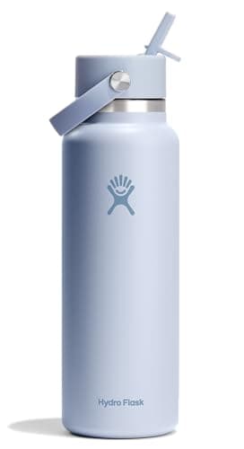 Hydro Flask Water Bottle - Insulated Stainless Steel - Wide Straw Lid, Non Spill, Leakproof in 40 Oz Surf Blue - Image 1