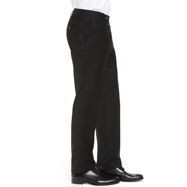 Mens Classic Fit Flat Front Hidden Expandable Waist Dress Pants No Iron Suit Pants(Black,32W30L) - Image 3