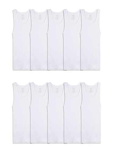 Fruit Of The Loom Boys Eversoft Cotton Undershirts, T Shirts & Tank Tops Underwear, Tank - Toddler - 10 Pack - White, 4-5T US - Image 1