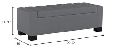 Christopher Knight Home Guernsey Fabric Storage Ottoman, Charcoal 20x50.25x16.75 inches - Image 3