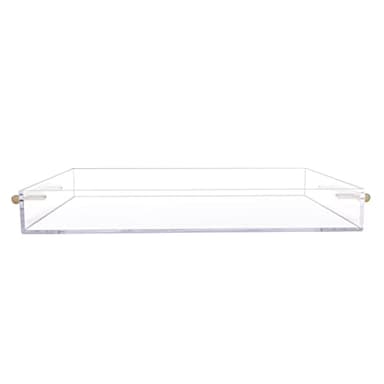 12"x16" Clear Acrylic Serving Tray with Golden Handles, Sturdy Huge Capacity Acrylic Tray for Coffee, Juice, Kitchen and Desk Organizer, Storage Tray (12"x16") - Image 6