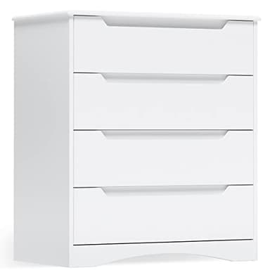 Gizoon 4 Drawer Dresser for Bedroom, Sturdy White Chest of Drawers with Anti-Tip Device, Modern Large Capacity Storage Furniture for Closet, Embedded Handles, Space-Saving Design, Wooden Finish, White - Image 9