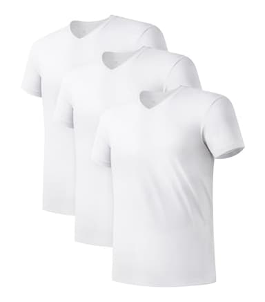DAVID ARCHY Men's Undershirts Micro Modal Ultra Soft T-Shirts Stretch Moisture-Wicking V-Neck Tees for Men, 3-Pack (M, White) - Image 1