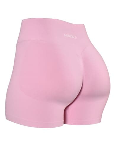 AUROLA Influence Collection Workout Shorts for Women,No Roll Up New Scrunch Seamless Gym Short-3.5" Inseam, Sweet Pink, M - Image 1