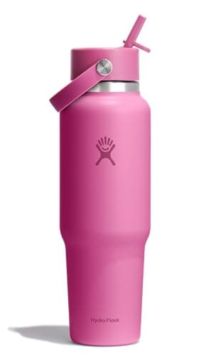 Hydro Flask Travel Water Bottle - Insulated Stainless Steel - Wide Straw Lid, Non Spill, Leakproof in 40 Oz Reef Pink - Image 1