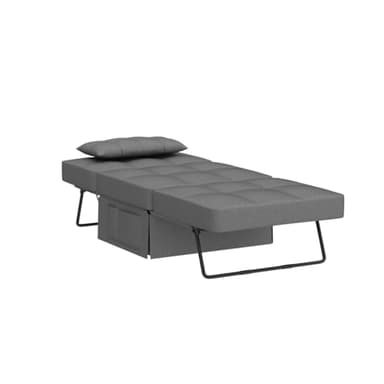 Aiho Sleeper Chair Bed 4 in 1 Sofa Bed, Assembly-Free Folding Ottoman with Adjustable Backrest and Pillow, Modern Breathable Linen Convertible Chair for Living Room Apartment Office, Dark Grey - Image 5