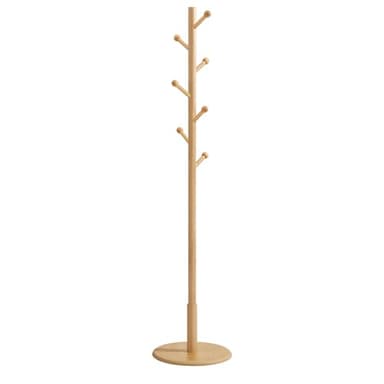 VASAGLE Solid Wood Coat Rack, Free Standing Hall Coat Tree with 7 Hooks, 3 Height Options, for Coats, Hats, Bags, Purses, for Entryway, Hallway, Rubberwood Hooks and Pole, Natural Beige URCR007N01 - Image 7