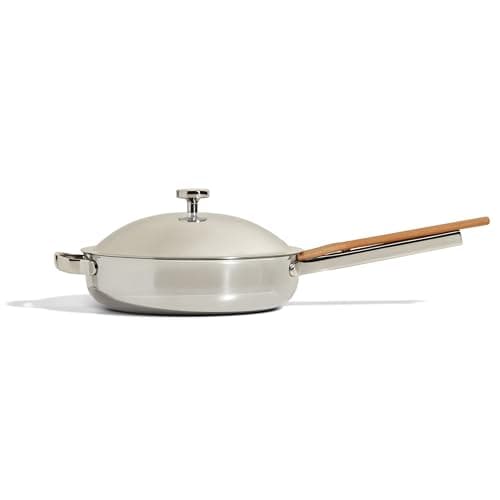 Our Place Titanium Always Pan Pro - 10.6” (2.8 Qt) No-Coating Nonstick Skillet | Tri-Ply Titanium & Stainless Steel | Safe for Oven, Induction & All Cooktops up to 1000°F | Includes Spatula | Chrome - Image 1