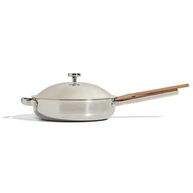 Our Place Titanium Always Pan Pro - 10.6” (2.8 Qt) No-Coating Nonstick Skillet | Tri-Ply Titanium & Stainless Steel | Safe for Oven, Induction & All Cooktops up to 1000°F | Includes Spatula | Chrome - Image 1