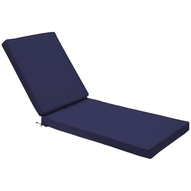 Metliv Outdoor Chaise Lounge Cushions, Waterproof Patio Chair Cushions for Outdoor Furniture with Adjustable Ties, Lounge Chair Cushion with Removable Cover, 72 x 21 x 3 Inch, Navy - Image 1