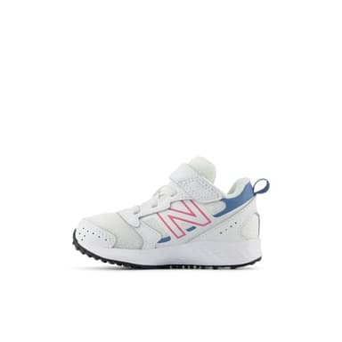 New Balance Baby Kids Fresh Foam 650 V1 Bungee Lace with Top Strap Running Shoe, White/Real Pink/Heron Blue, 4 X-Wide US Unisex Infant - Image 2