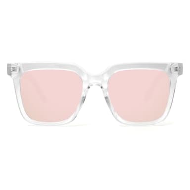 Fozono Large Square Sunglasses Trendy Polarized Sunglasses for Women Men Classic Retro Style UV400 Protection Pink - Image 3