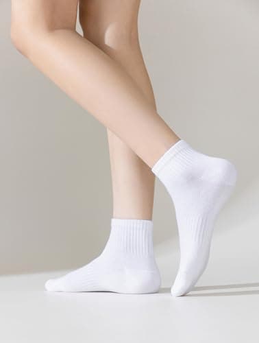 ACCFOD Womens White Ankle Socks Thin Cotton Gym Socks Athletic Mini Crew Socks 5-9 - Image 2