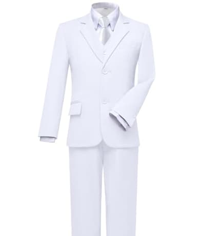 Visaccy White Suit for Boys Graduation Suits for Kids Outfit Communion Dresses Size 10 - Image 5