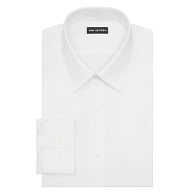 Van Heusen Men's Dress Shirt Fitted Poplin Solid, White, 17.5" Neck 34"-35" Sleeve - Image 3