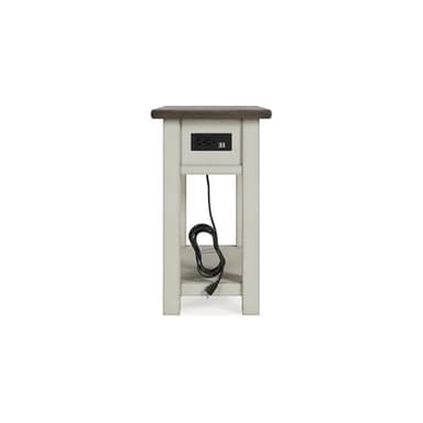 Signature Design by Ashley Bolanburg | Farmhouse Chair-Side End Table – USB Charging Ports, Drawer, Two-Tone Light Brown & Whitewash - Image 9