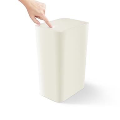 Cesun Bathroom Trash Can, 4.0 Gallon / 15 Liter Small Garbage Can with Press Top Lid, Plastic Wastebasket with Pop-up Lid for Toilet, Office, Bedroom, Living Room, White - Image 1