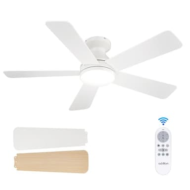 addlon Ceiling Fans with Lights, 42 Inch Low Profile Ceiling Fan with Light And Remote Control, Flush Mount, Reversible, 3CCT, Dimmable, Quiet, White Small Ceiling Fan for Bedroom Indoor/Outdoor Use - Image 1