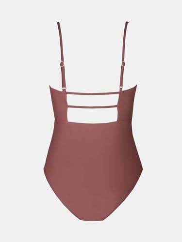 CUPSHE Women Swimsuit One Piece Bathing Suit Square Neck Cutout Back Tummy Control with Adjustable Spaghetti Straps, M - Image 5