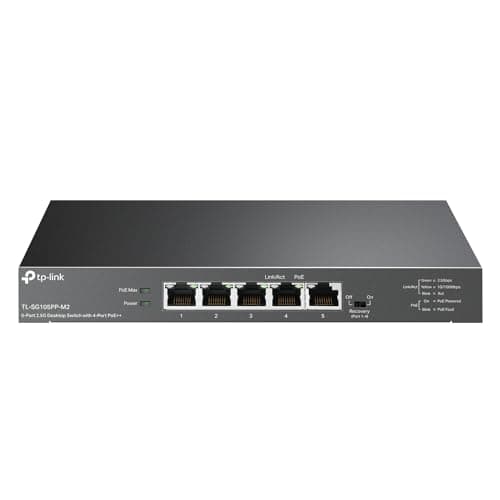 TP-Link TL-SG105PP-M2 - 5 Port 2.5 Gigabit Switch, Multi-Gigabit, 4 PoE++ Ports @123W, Fanless Metal Design, Plug & Play, PoE Auto Recovery, QoS & IGMP, Free Expert Help - Image 1