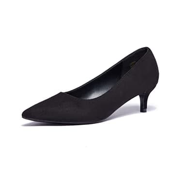 GENSHUO Womens Kitten Heels,Classic 2 Inch Low Heel Pumps Slip On Closed Pointed Toe Pumps Office Work Dress Pump Shoes Black Suede Fabric Size 9 - Image 1