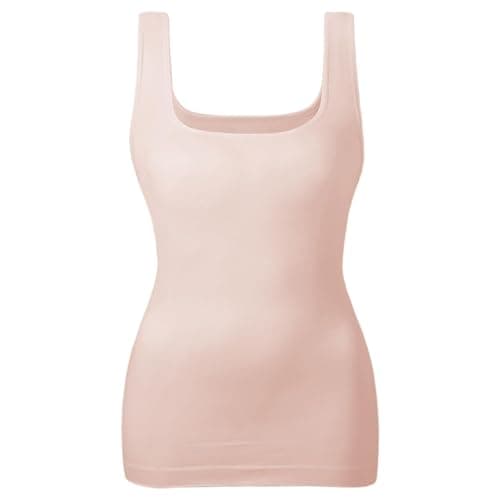 EUYZOU Women's Tummy Control Shapewear Tank Tops Seamless Square Neck Compression Tops Slimming Body Shaper Camisole - Light Pink L - Image 1
