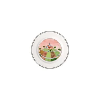 Villeroy & Boch Design Naif Bread & Butter Plate #1- Farmers Village, 6.75 in, Premium Porcelain, White/Colorful - Image 1