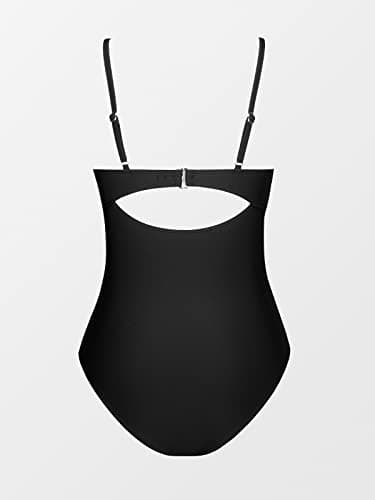 CUPSHE One Piece Swimsuit for Women Bathing Suits Twist Front Cutout Adjustable Straps Ruched Swimwear L, Black - Image 6