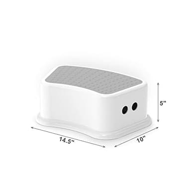UNCLE WU 2 Pack Kids Step Stool - Toddler Step Up Stool for Kitchen - Bathroom Safety Bottom as Potty Training Stool - Slip-Resistant Surface1 Step Stool for Kids/Adult (Gray White) - Image 2