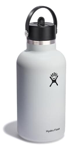 Hydro Flask Water Bottle - Insulated Stainless Steel - Wide Mouth Flex Straw Lid, Non Spill, Leakproof and Refillable in 64 Oz White - Image 2