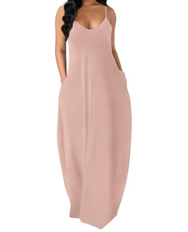 OFEEFAN Womens Maxi Dresses Flattering Dresses to Hide Tummy Trendy Dresses Khaki XL - Image 1