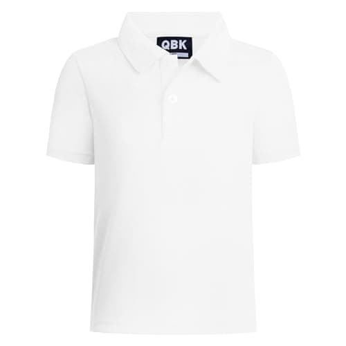 QBK Toddler to Youth Boys' Performance Polo Kids Collared Golf Shirt School Uniform (White 4T) - Image 1