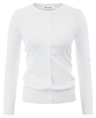 GRACE KARIN Women's Crewneck Button Down Cardigan Lightweight Long Sleeve Soft Knit Cardigan Sweaters Dressy L - Image 1