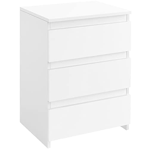 Yaheetech Nightstand with 3 Drawers, Wooden Bedside Table with Storage, Small Bedside Storage Cabinet Unit with Sturdy Base for Bedroom/Small Space, White - Image 1