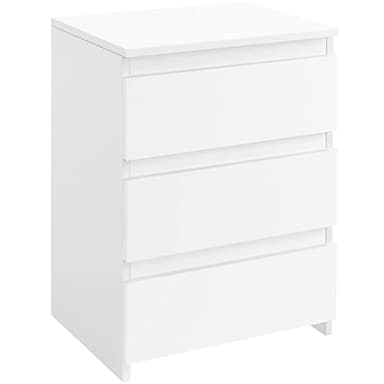 Yaheetech Nightstand with 3 Drawers, Wooden Bedside Table with Storage, Small Bedside Storage Cabinet Unit with Sturdy Base for Bedroom/Small Space, White - Image 1