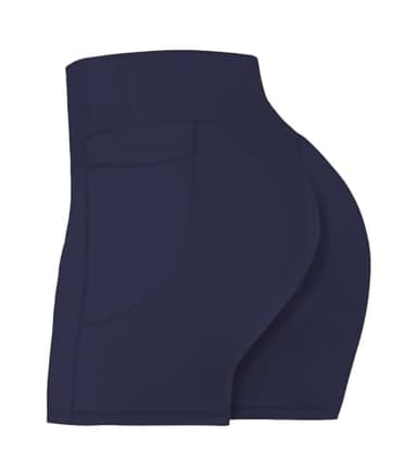 Sunzel No Front Seam Biker Shorts for Women with Pockets, Yoga Workout Gym Bike Shorts with Tummy Control 5" Inseam Ash Blue Medium - Image 1