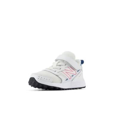 New Balance Baby Kids Fresh Foam 650 V1 Bungee Lace with Top Strap Running Shoe, White/Real Pink/Heron Blue, 4 X-Wide US Unisex Infant - Image 1