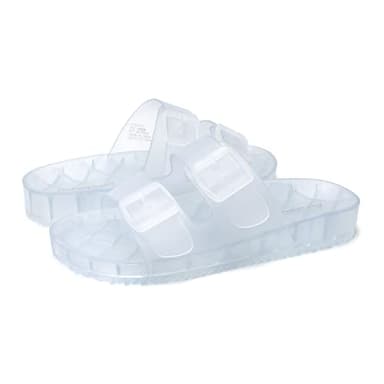 FUNKYMONKEY Women's Slides Sandals Dream Jelly Color Adjustable Double Buckle Adjustable Plastic Flat Sandals (9 M US, TRANSPARENT/MKLS) - Image 5