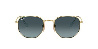 Ray-Ban RB3548N Hexagonal Flat Lens Sunglasses, Gold/Blue Gradient Grey, 51 mm - Image 1