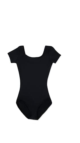 Capezio girls Team Basic Short Sleeve athletic leotards, Black, 4-5 US - Image 1