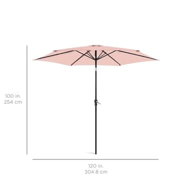 Best Choice Products 10ft Outdoor Steel Polyester Market Patio Umbrella w/Crank, Easy Push Button, Tilt, Table Compatible - Rose Quartz - Image 7