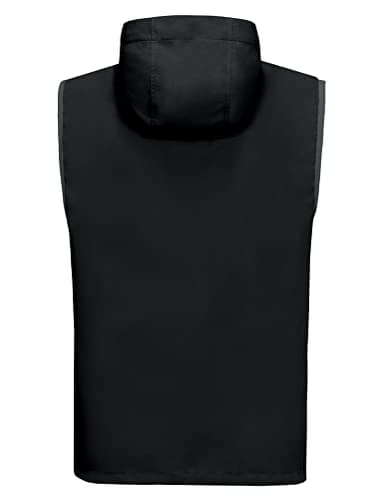 Little Donkey Andy Men's Lightweight Softshell Vest Hooded Windproof Sleeveless Jacket for Golf Travel Hiking Running Black XL - Image 2