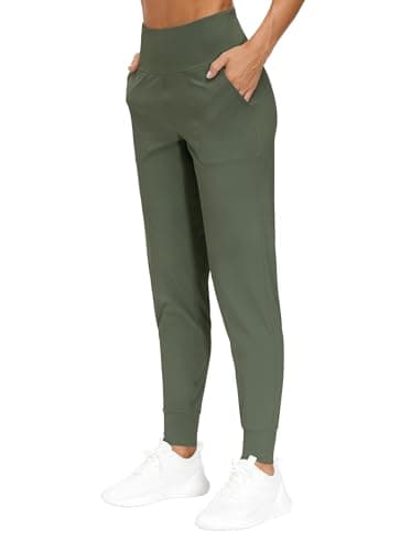 THE GYM PEOPLE Women's Joggers Pants Lightweight Athletic Leggings Tapered Lounge Pants for Workout, Yoga, Running Olive Green - Image 3