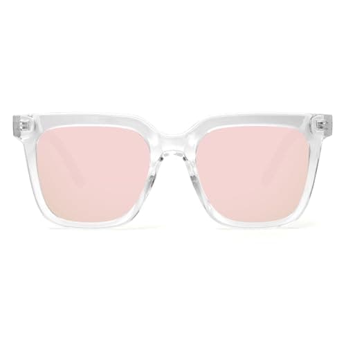 Fozono Large Square Sunglasses Trendy Polarized Sunglasses for Women Men Classic Retro Style UV400 Protection Pink - Image 1