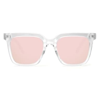 Fozono Large Square Sunglasses Trendy Polarized Sunglasses for Women Men Classic Retro Style UV400 Protection Pink - Image 1