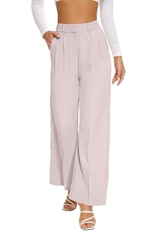 FUNYYZO Women's Wide Leg Pants High Elastic Waisted in The Back Business Work Trousers Long Straight Suit Pants - Image 4