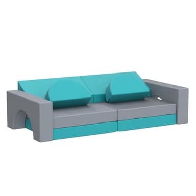RELIANCER Modular Kids Play Set - 8PCS Foam Couches for Playroom, Toddler to Teen Sectional Sofa, Childrens Nugget Couch, Playhouse Fort Set - Image 4