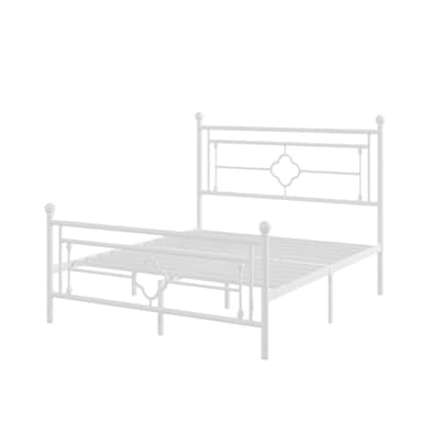 Allewie Queen Size Metal Platform Bed Frame with Victorian Vintage Headboard and Footboard/Mattress Foundation/Under Bed Storage/No Box Spring Needed/Noise-Free/Easy Assembly, White - Image 8