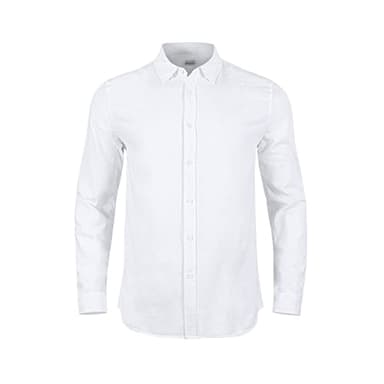 JEKAOYI Mens Casual Long Sleeve Cotton Linen Shirts Buttons Down Solid Plain Roll-Up Sleeve Summer Beach Shirts White - Image 3